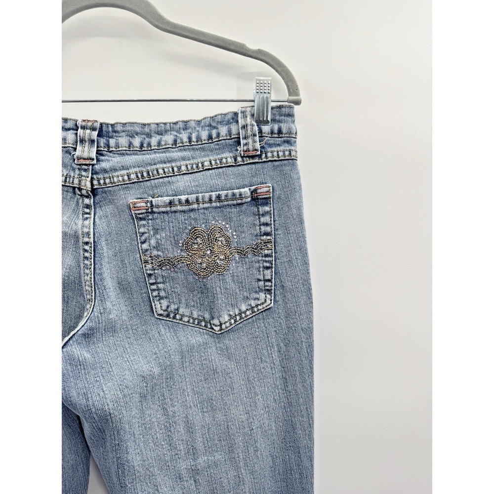 VTG Y2K Nobo Jeans 11 Straight Leg Low Rise Embroidered Bling Flap Retro Classic